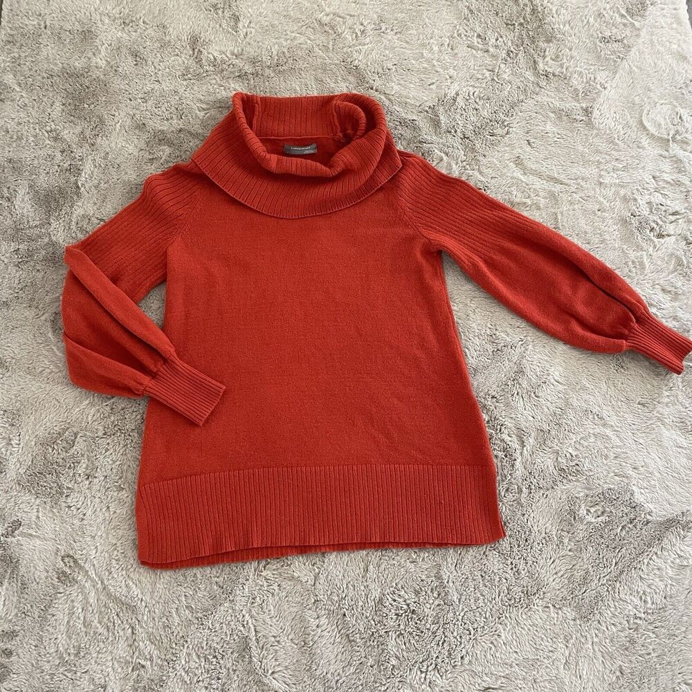 by Anthropologie Rustic Orange Ribbed Cowl Neck Sweater Women's Small Classic